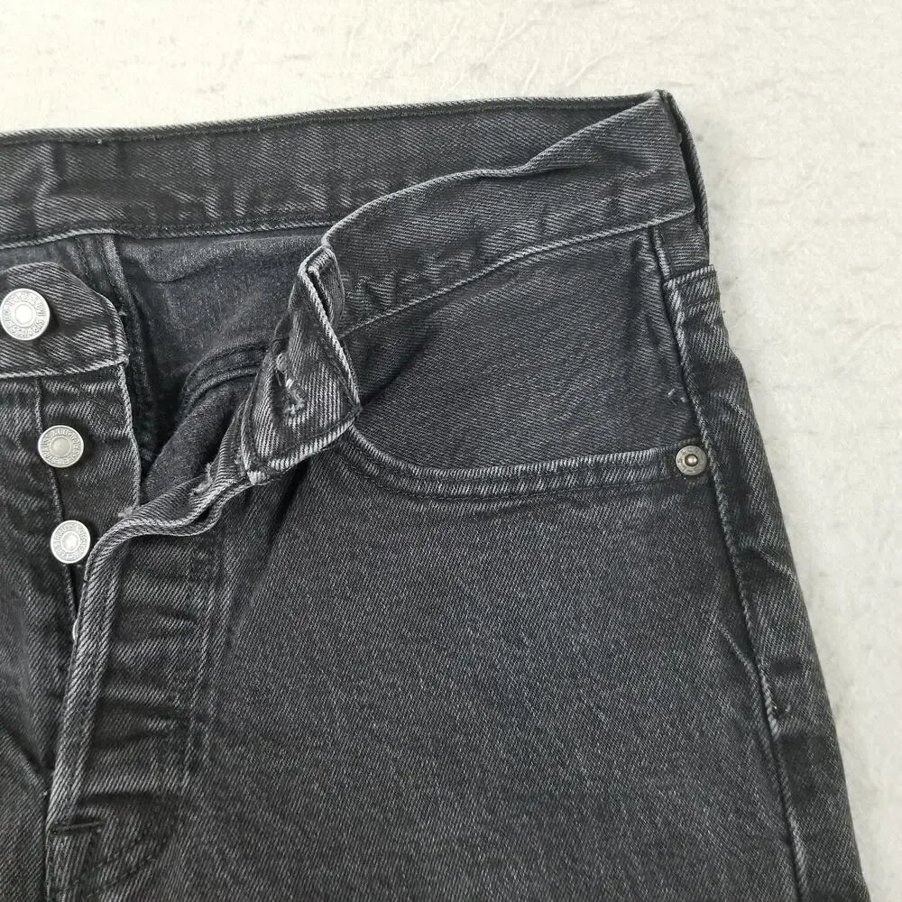 Levis 501 Jeans Mens 31x32 Gray‎ Straight Leg Button Fly Stretch Denim Charcoal